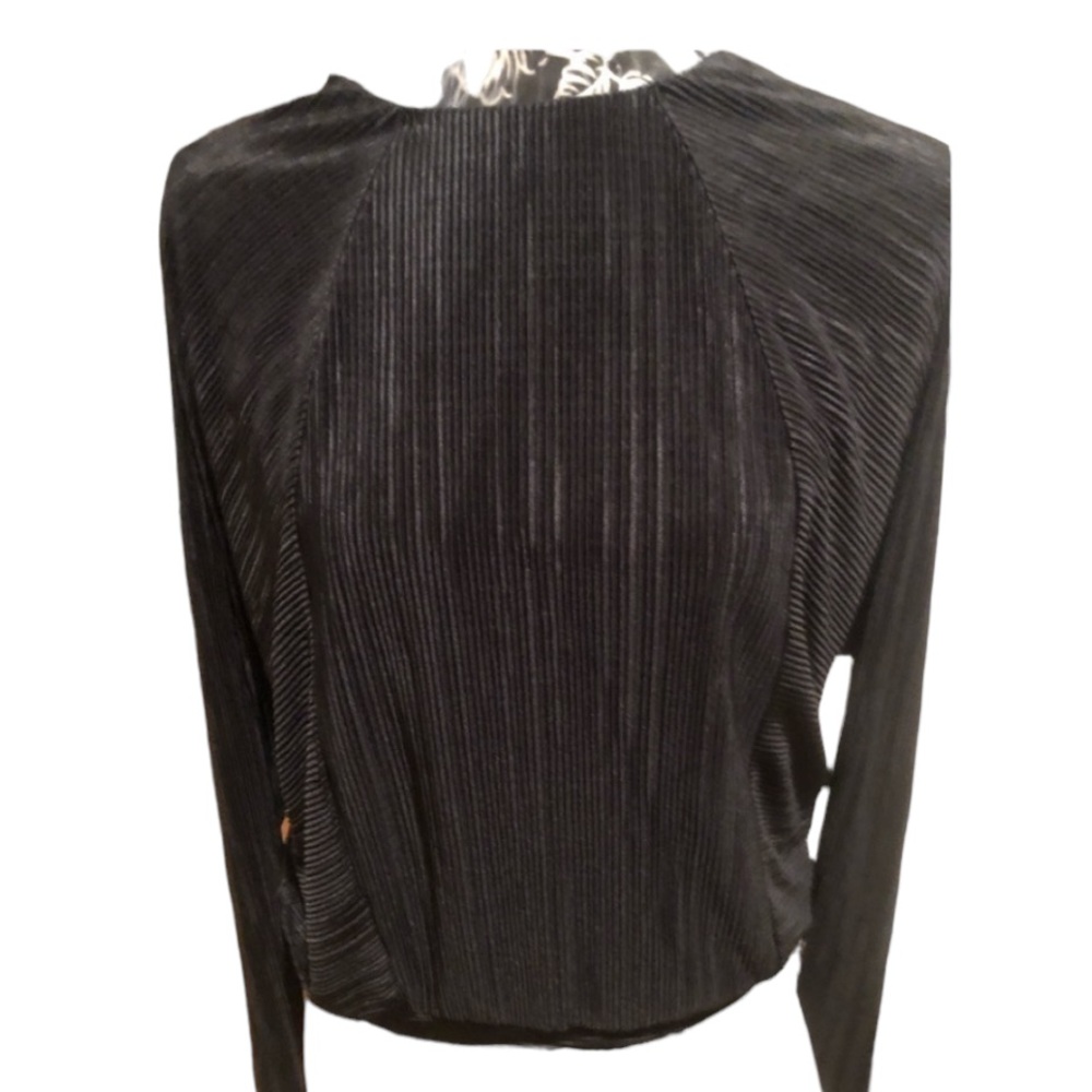 Zara size large sexy black top with a low V cut open back raglan long sleeve